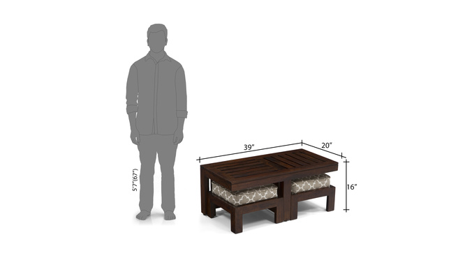 Caffino Coffee Table Set(Walnut&Morocco Lattice Beige)